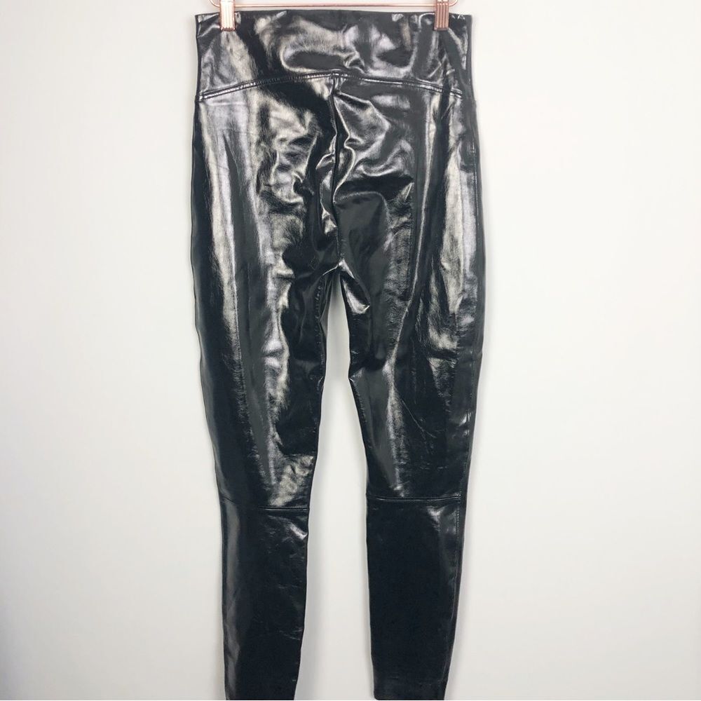 SPANX | Faux Patent Leather Body Shaping Black Leggings Women’s Size Medium & 1X - Picture 8 of 16